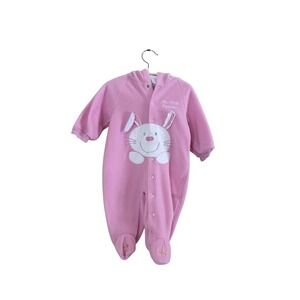Mini Wear Classics Pink Bunny Fleece Footed Pajamas Romper My First Easter Baby